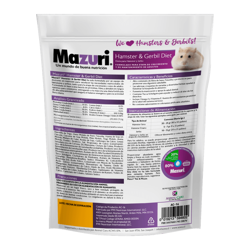 Mazuri para hamster y jerbos 350 gramos - Imagen 2