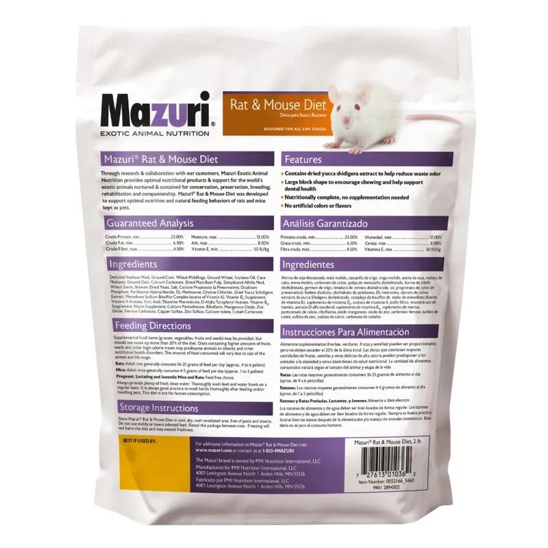 Mazuri para rata y ratón 900 gramos - Imagen 2